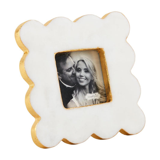 Scalloped Square Marble Mini Photo Frame