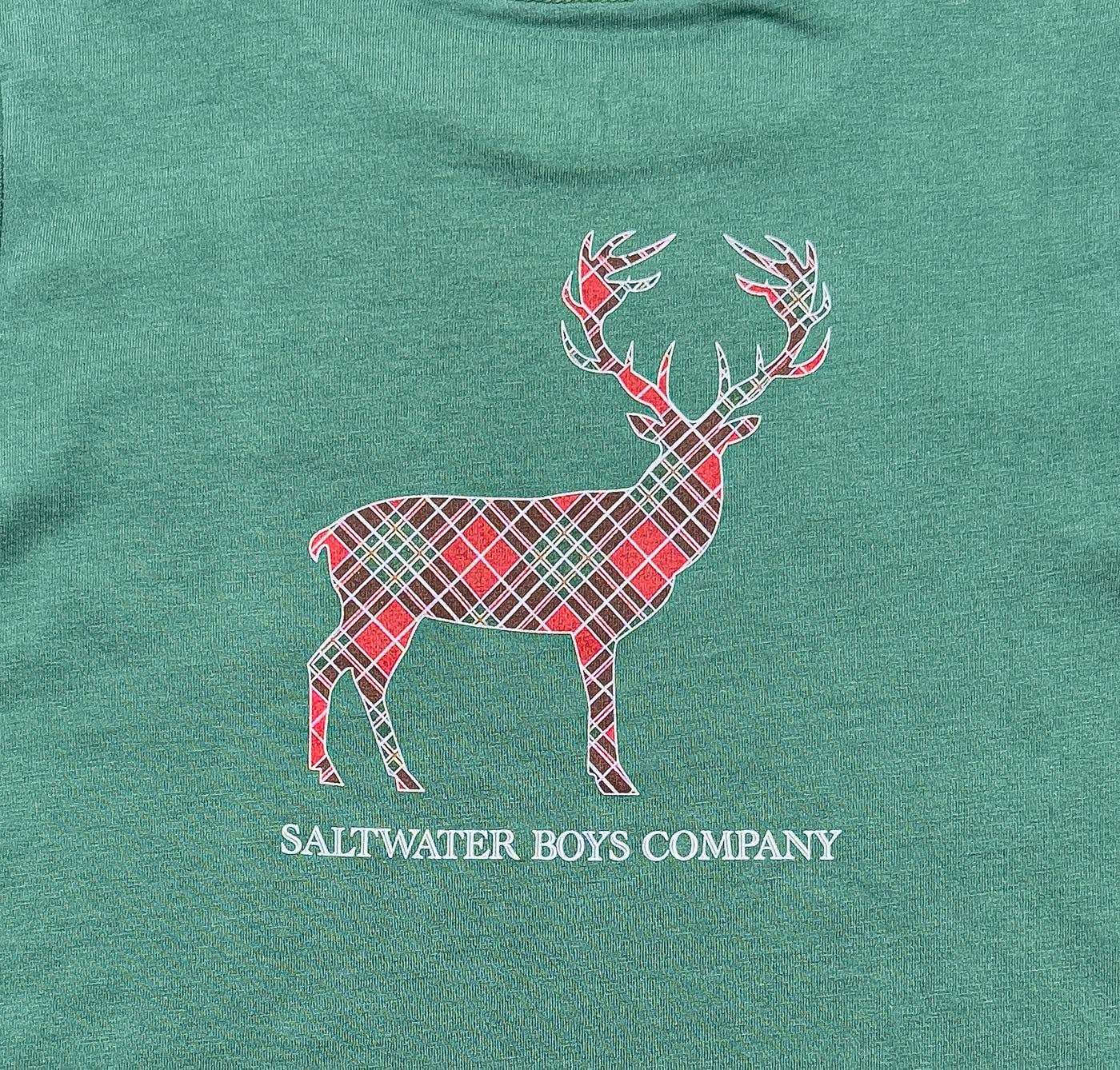 Plaid Deer Green Long Sleeve Graphic Tee