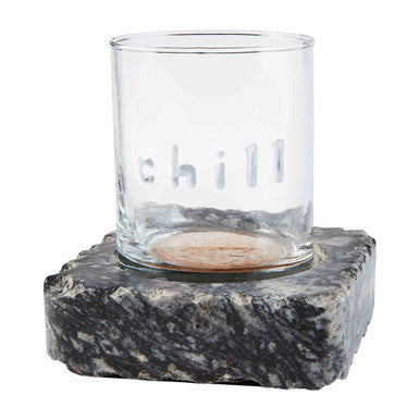 Old Fashioned Glass With Black Granite Coaster