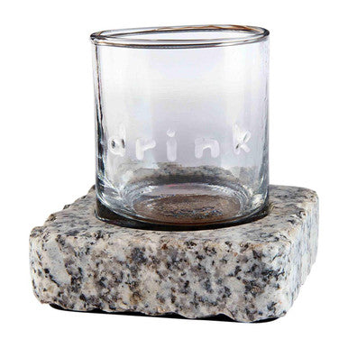 Old Fashioned Glass With Gray Granite Coaster