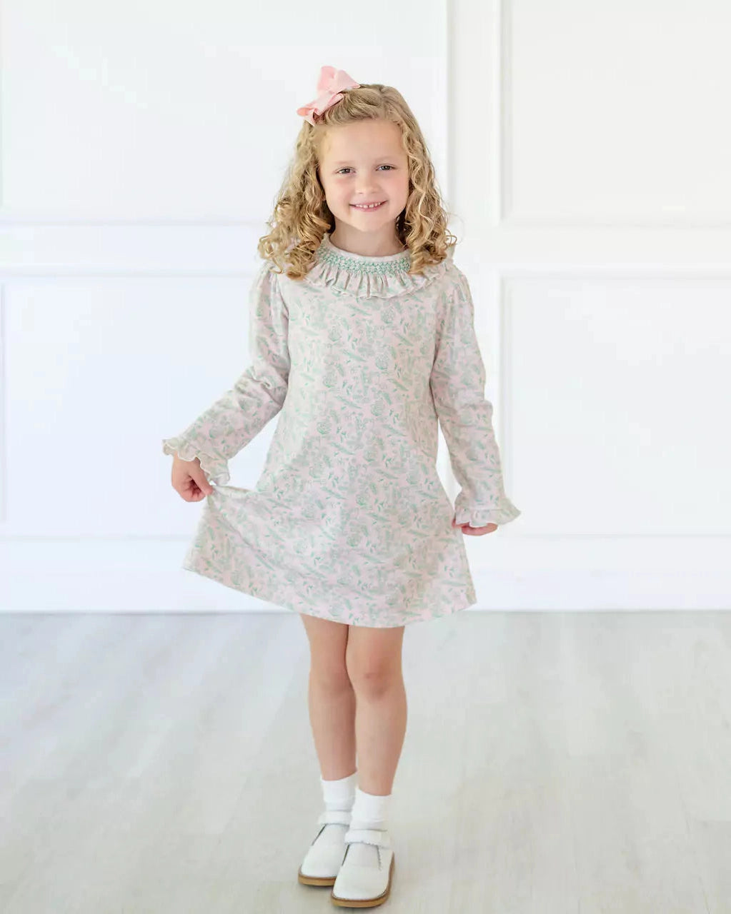 Pink & Green Ruffle Knit Dress