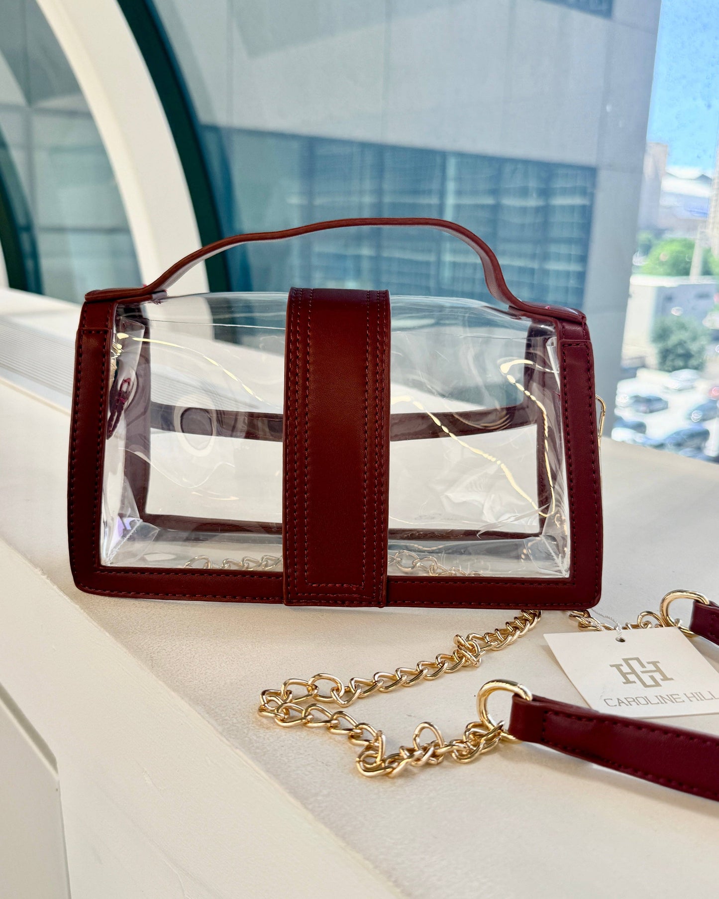 Grace Clear Bag in Burgundy