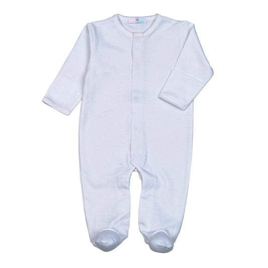 White Snap Footie / White Picot Trim