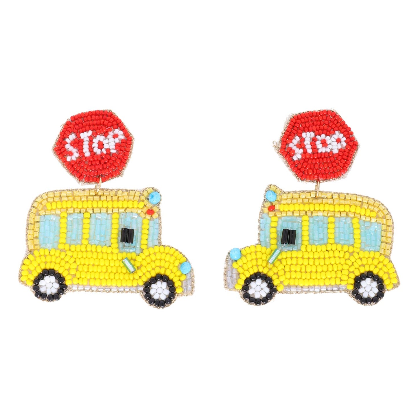 School Bus Beaded Earrings