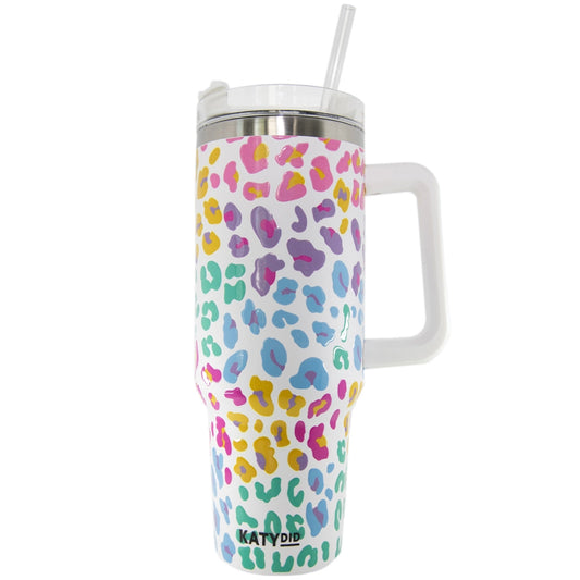 Multicolor Leopard Tumbler With Handle