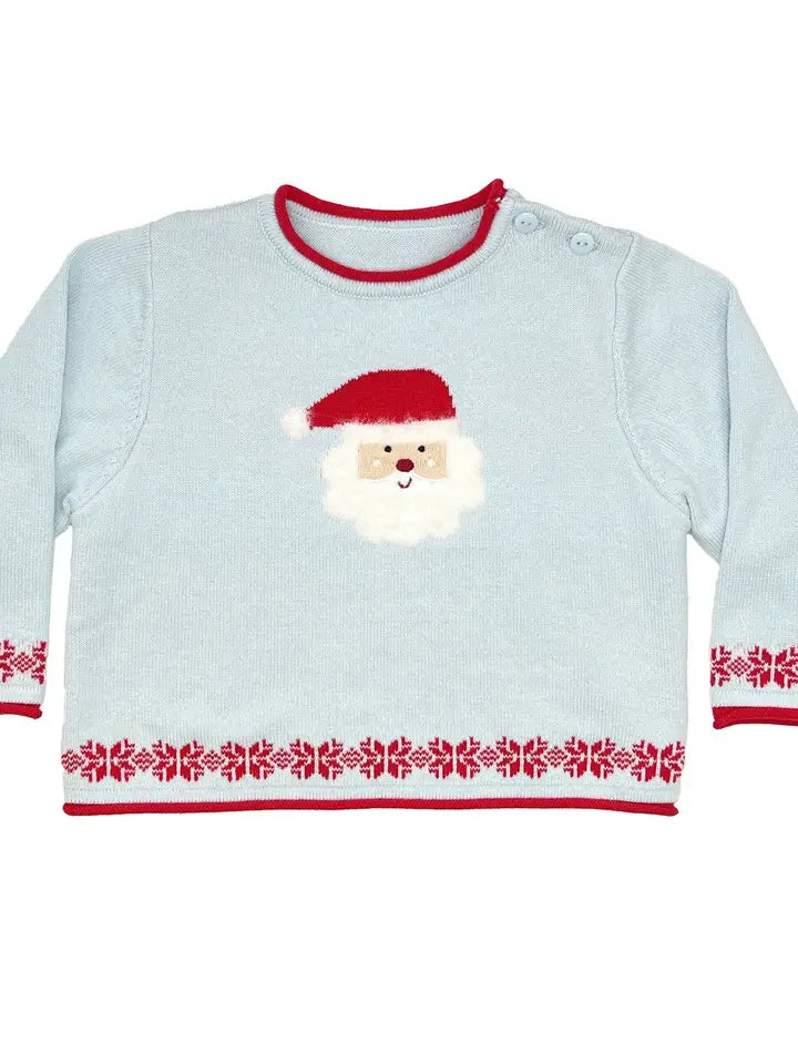 Blue Fuzzy Santa Baby Sweater