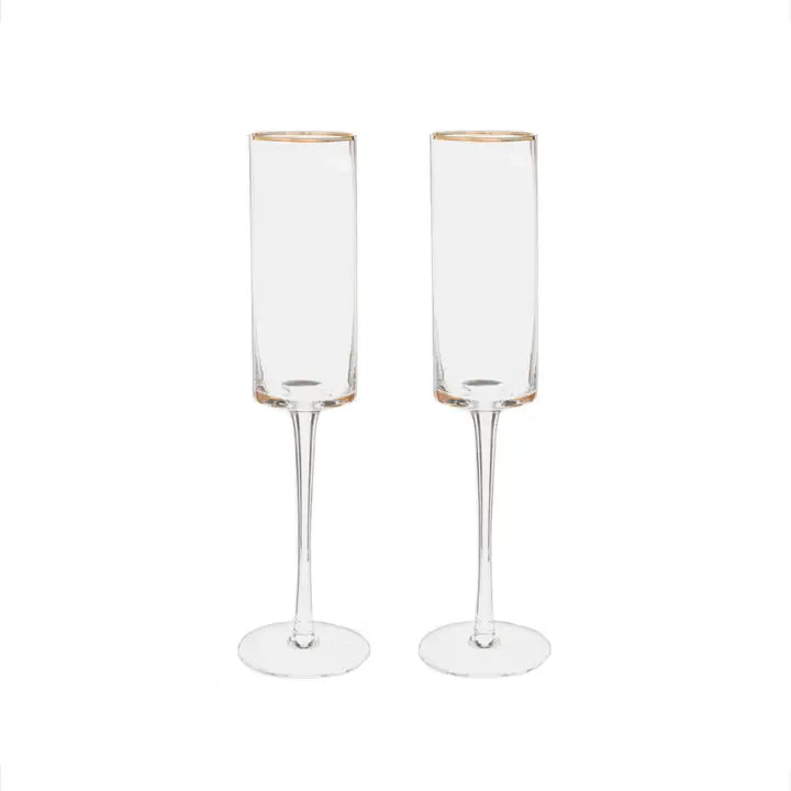 Gold Rim Champagne Flute Set