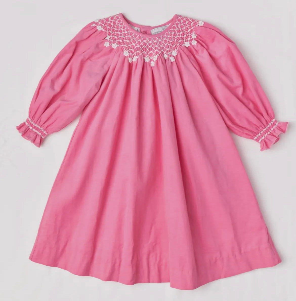 Pink Smocked Corduroy Dress