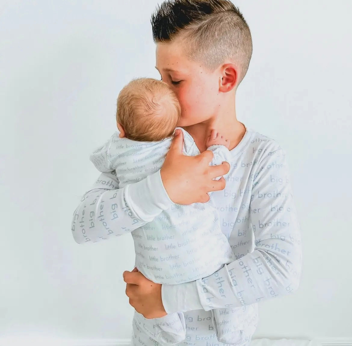 Little Brother Print Zip Footie