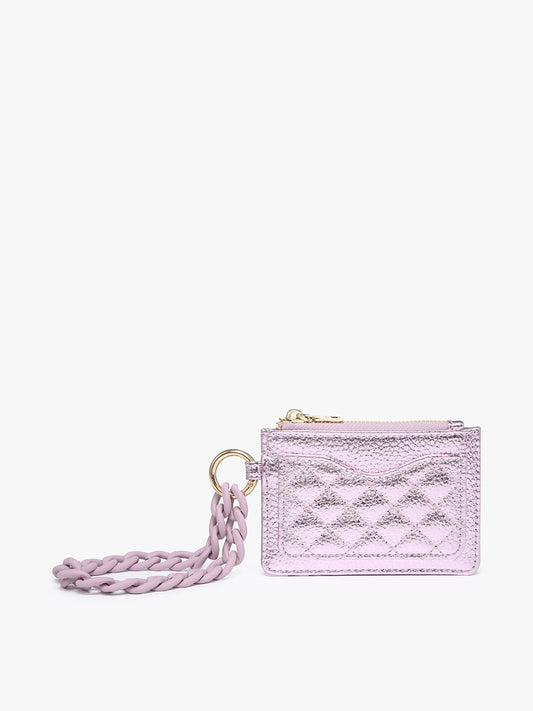 Metallic Pink Rhodes Quilted Chain Wristlet Wallet