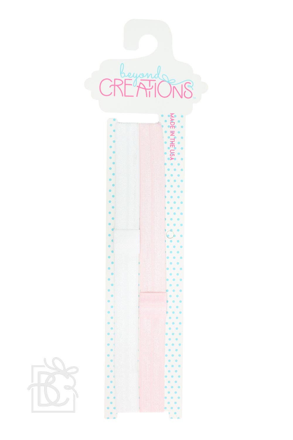 White & Light Pink Skinny Elastic Headband Pack