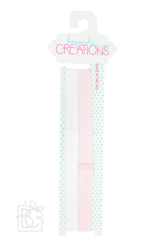 White & Light Pink Skinny Elastic Headband Pack