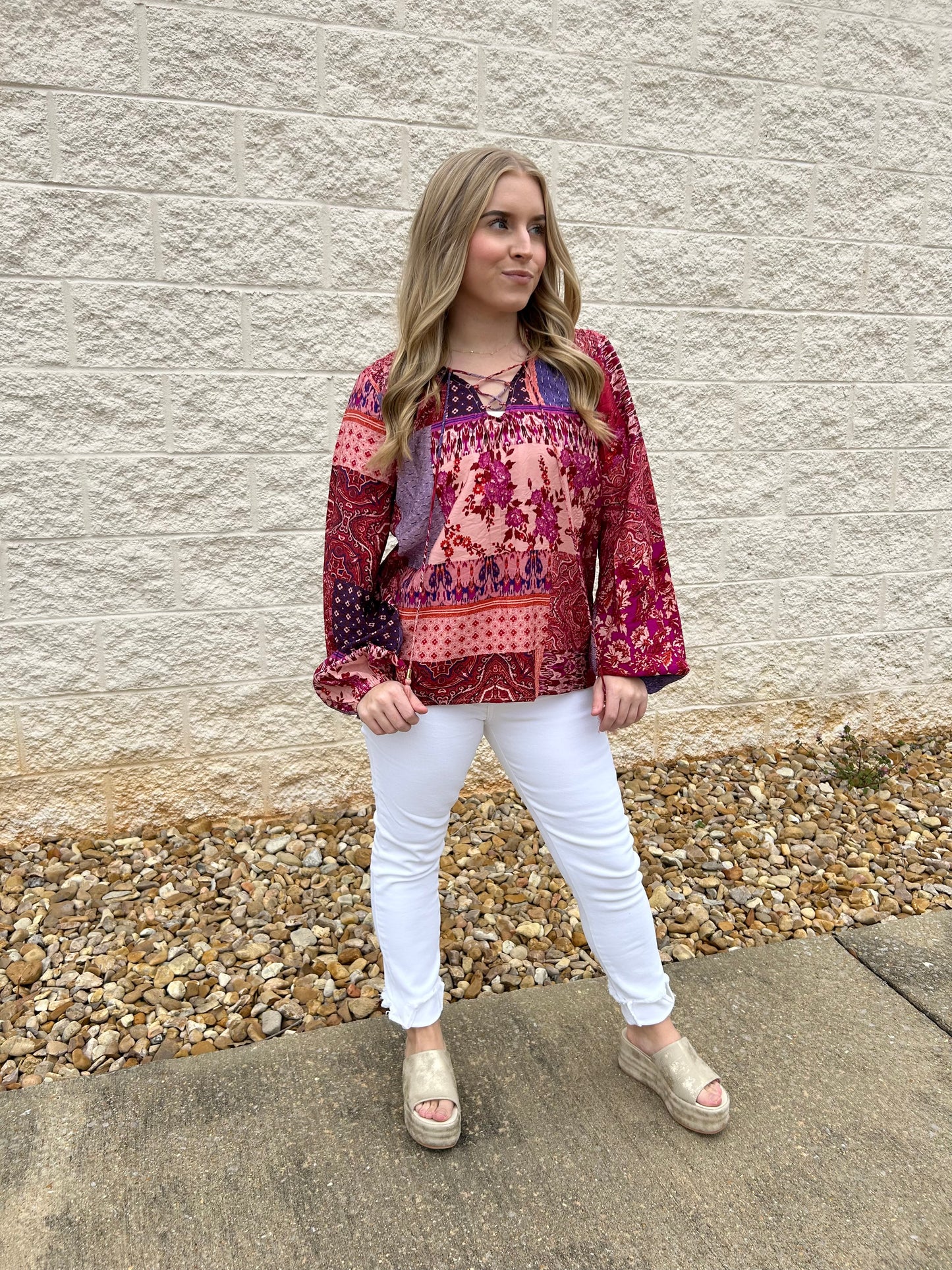Warming Up Boho Patchwork Top