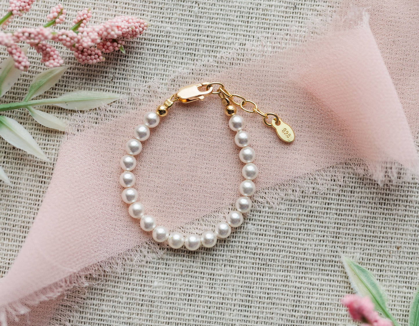 Audrey 14K Gold-Plated Pearl Baby Bracelet