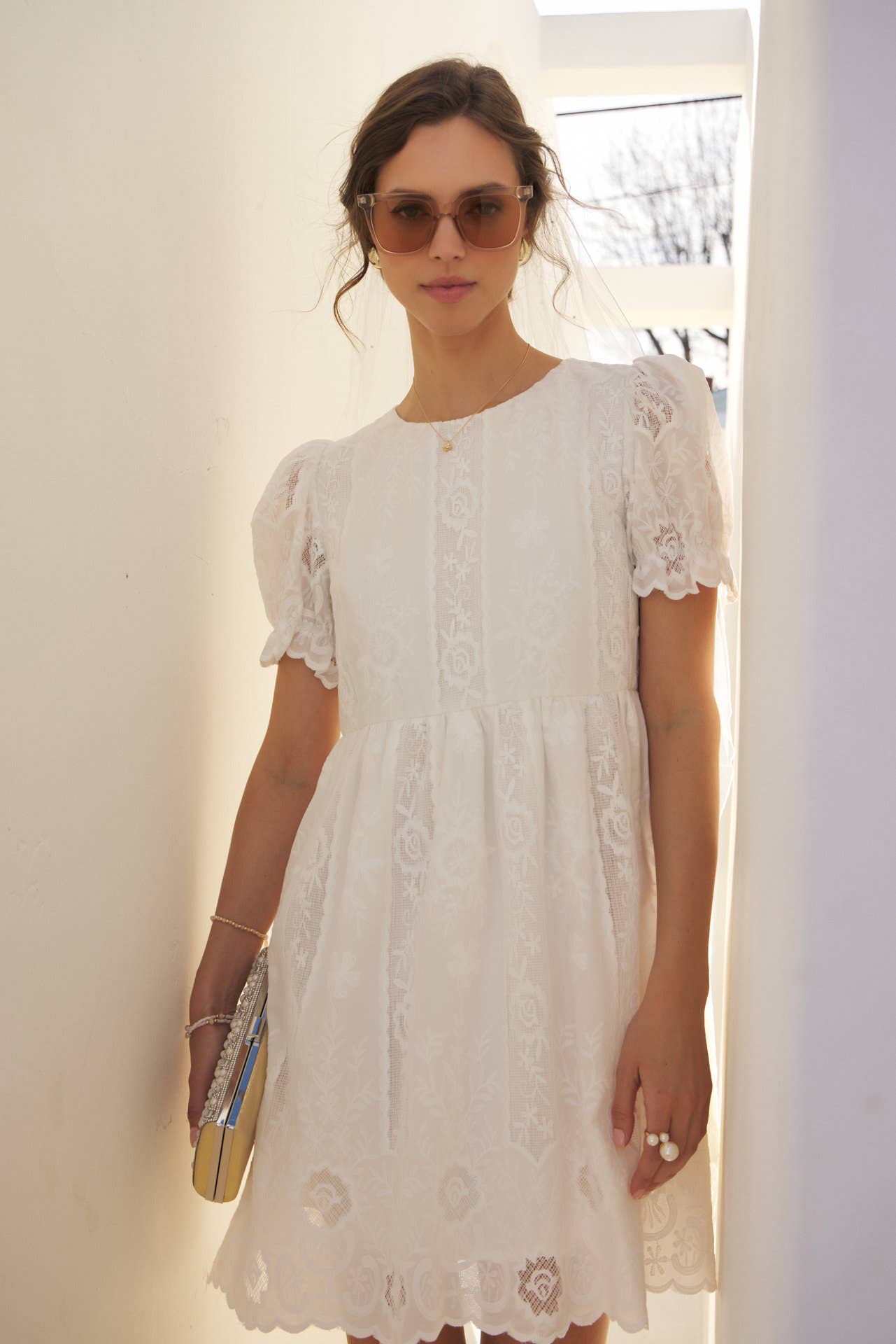 Timeless White Lace Detail Dress