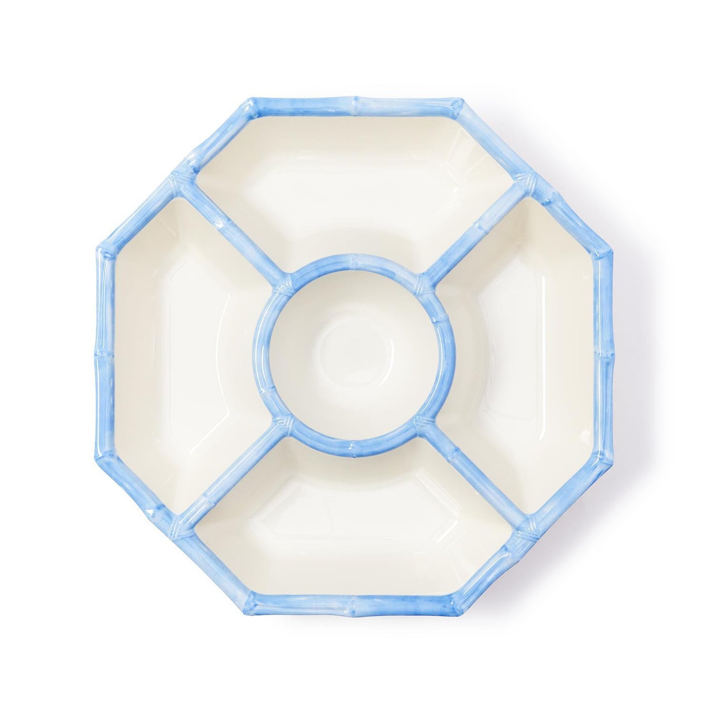 French Blue Bamboo Chip & Dip Melamine Bowl