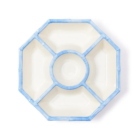 French Blue Bamboo Chip & Dip Melamine Bowl