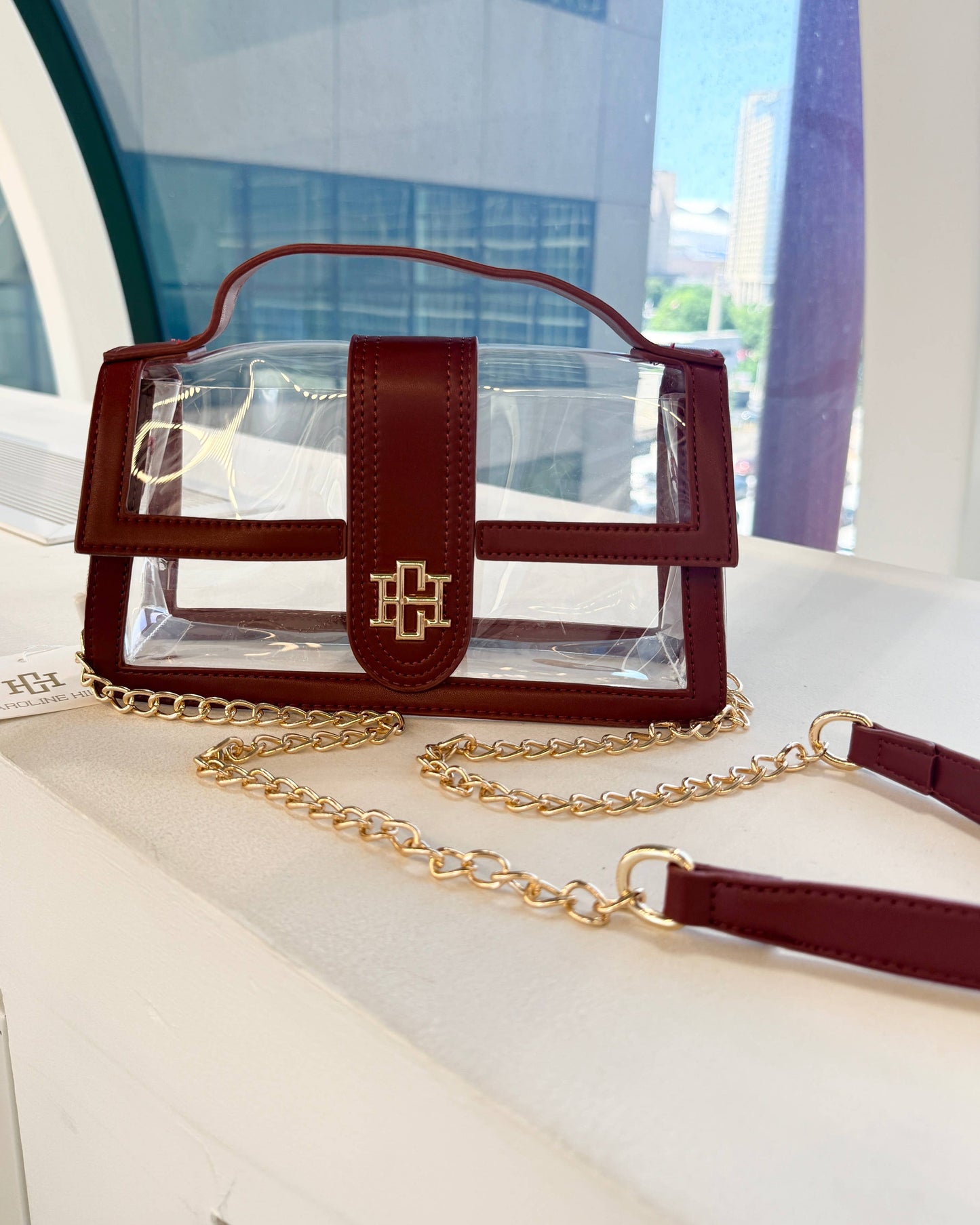 Grace Clear Bag in Burgundy