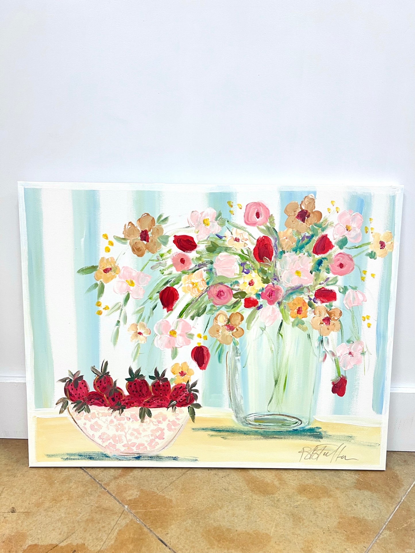 BB Fulton 22x28 Multi Floral With Strawberries Canvas