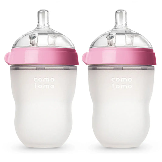 Comotomo Pink 8 oz. Baby Bottle Double Pack