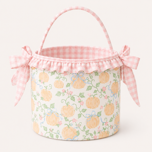 Pumpkin Gingham with Bow Boo Basket
