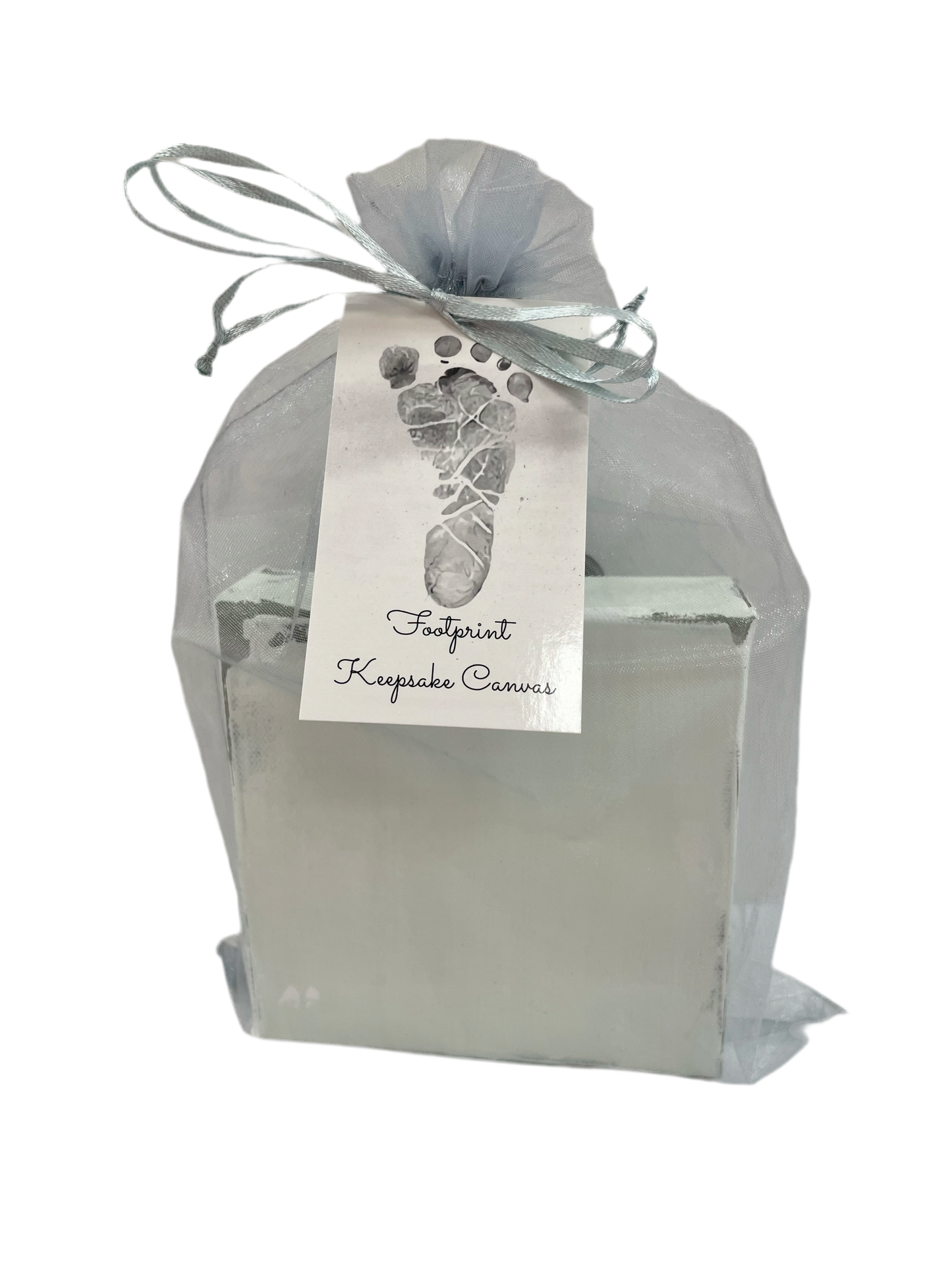 Pale Mint Footprint Keepsake Canvas