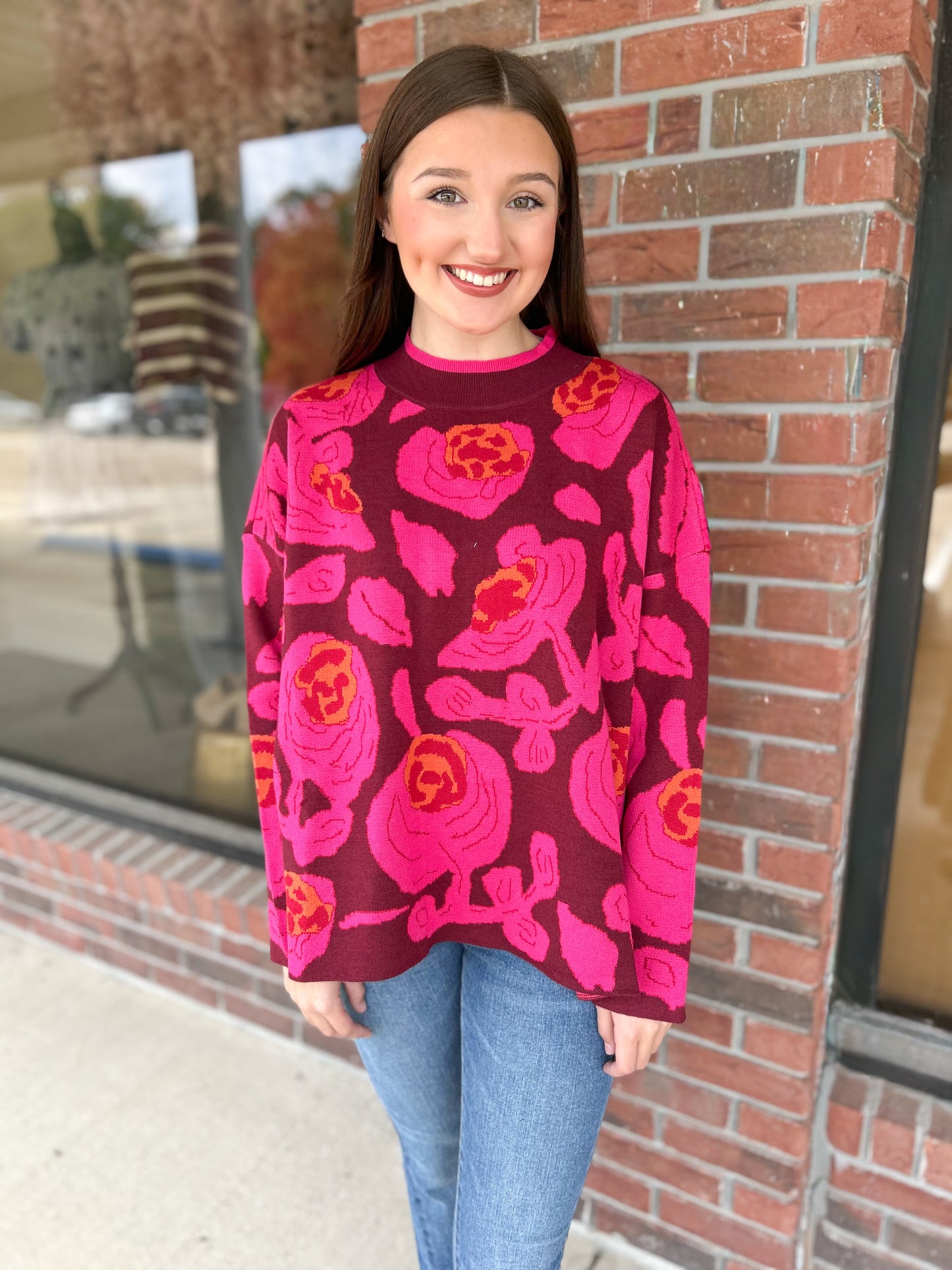 Heart On The Line Floral Sweater