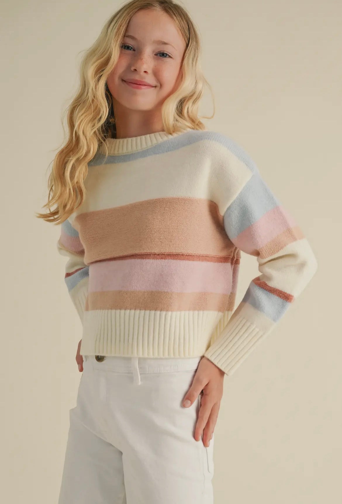 Pastel Stripe Cropped Sweater