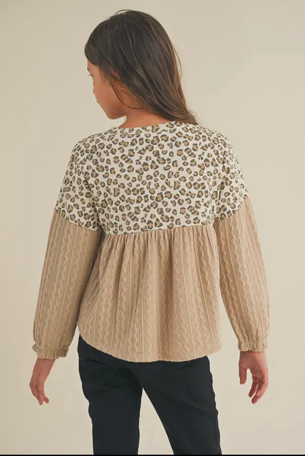 Leopard Cable Knit Peplum Top