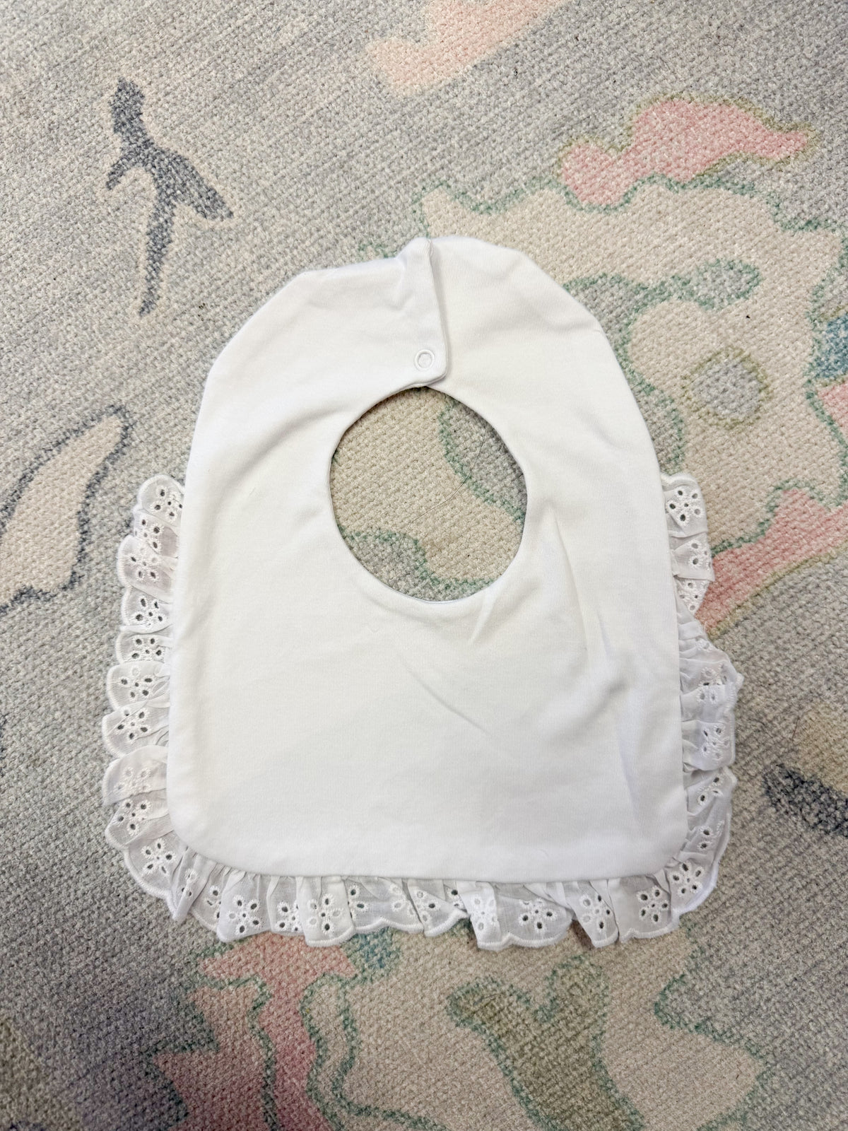 White Eyelet Trim Cotton Bib