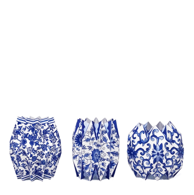 Blue Chinoiserie Paper Vase Wraps