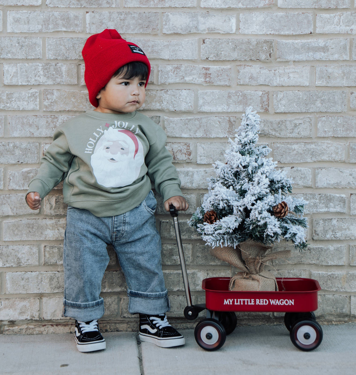 Kids Retro Santa Green Sweatshirt