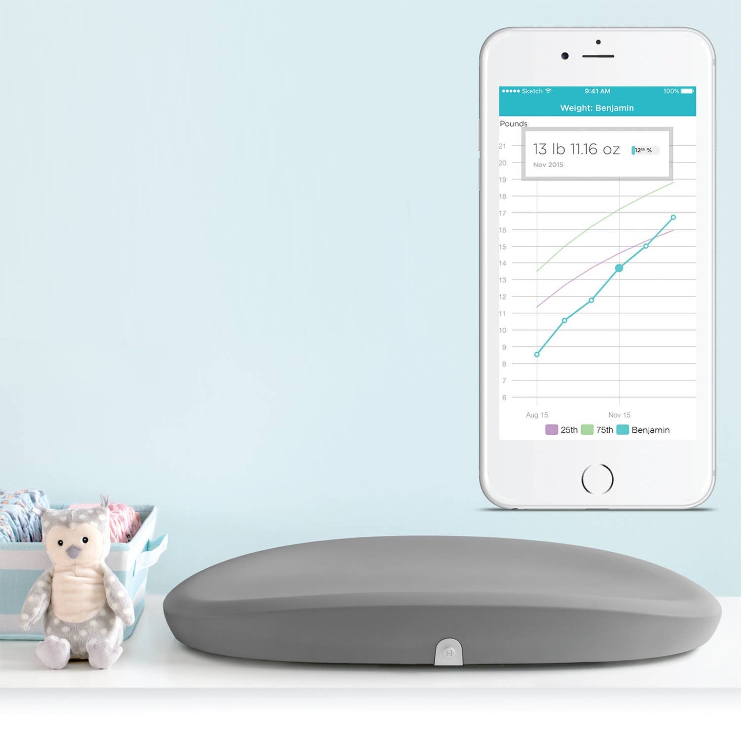 Hatch Grow Smart Changing Pad & Scale: White
