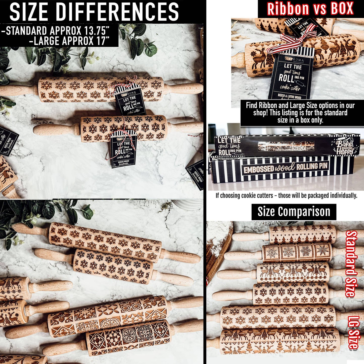 Christmas Trees Pattern Wood Rolling Pin