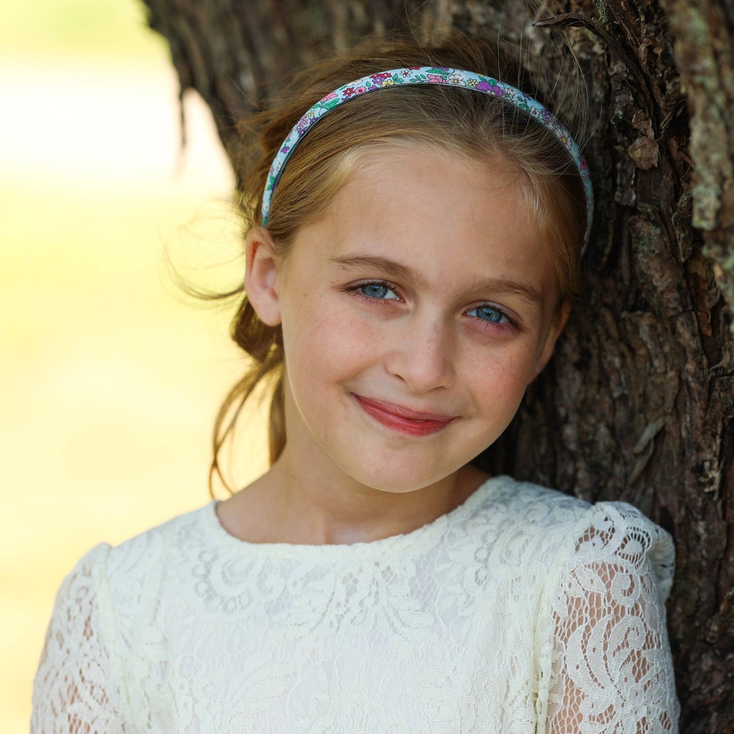 Girl's Black Thin Floral Headband