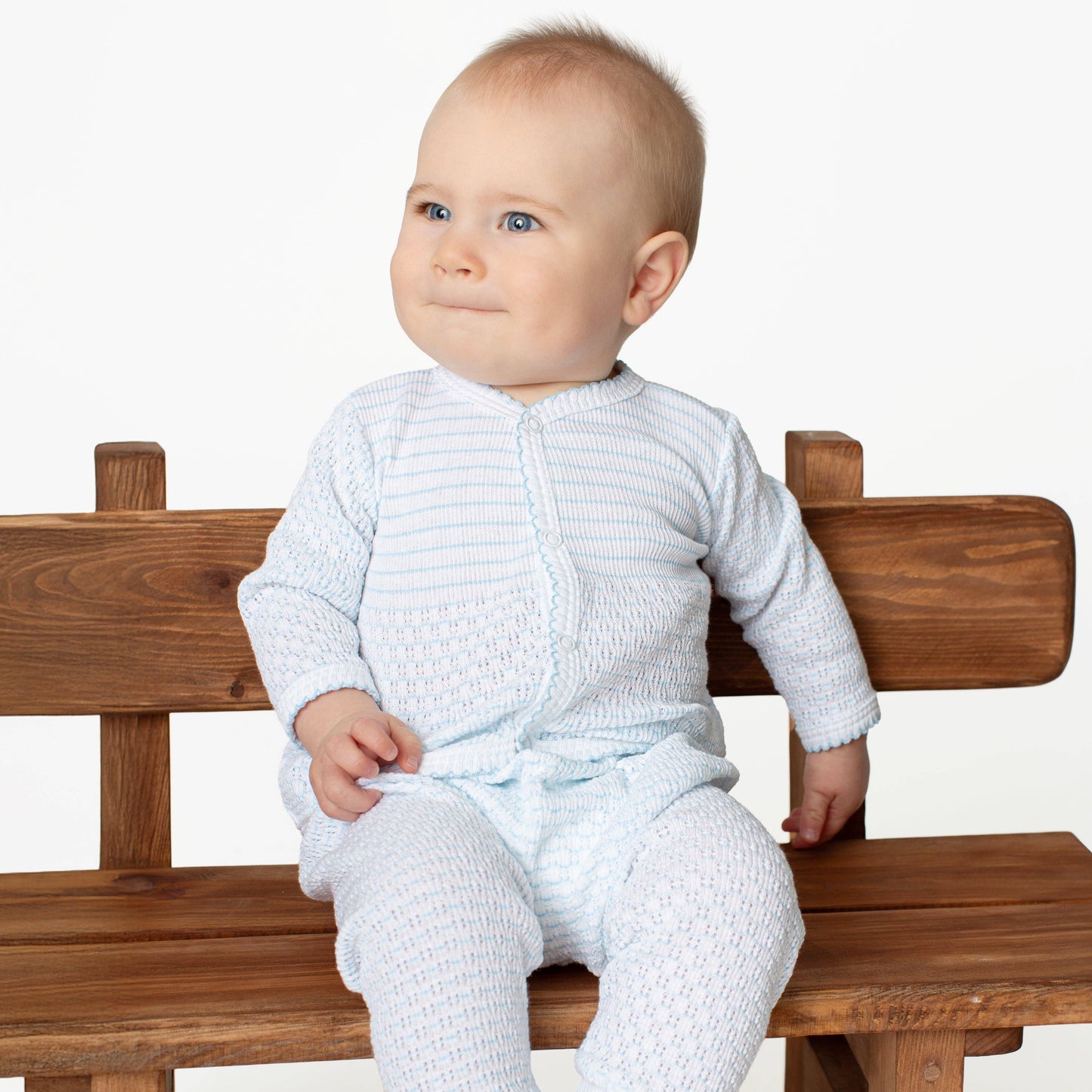 Paty Blue Pinstripe Long Sleeve 2-Piece Set