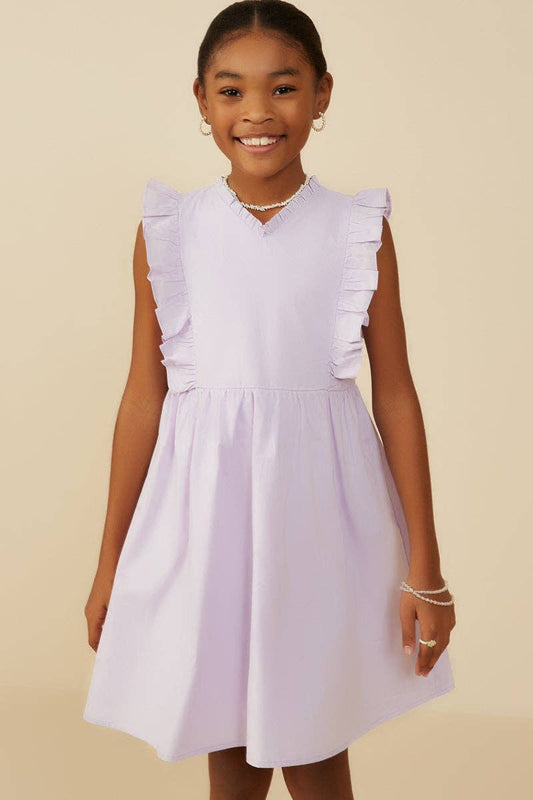 Girls Lavender Ruffle Sleeveless Dress