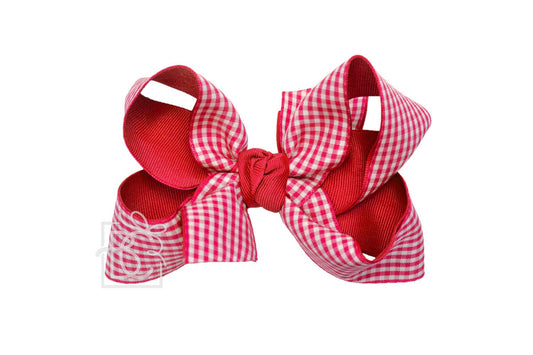 4.5" Red Layered Gingham Grosgrain Hair Bow
