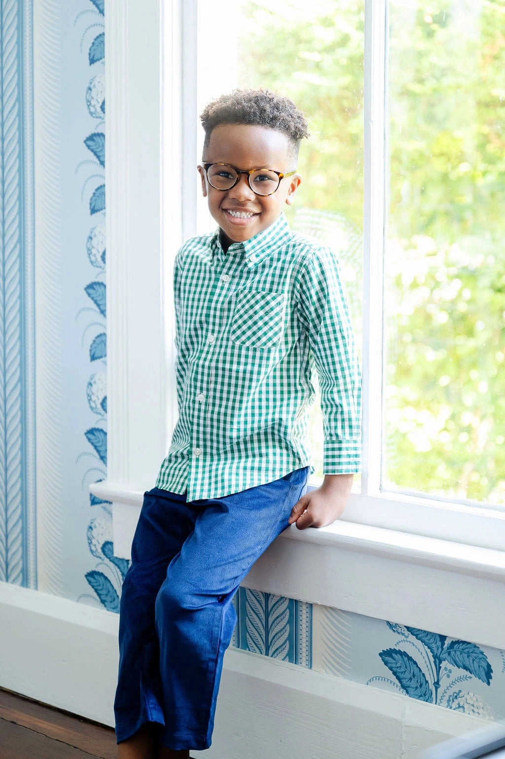 Trey Green Gingham Button Up Shirt