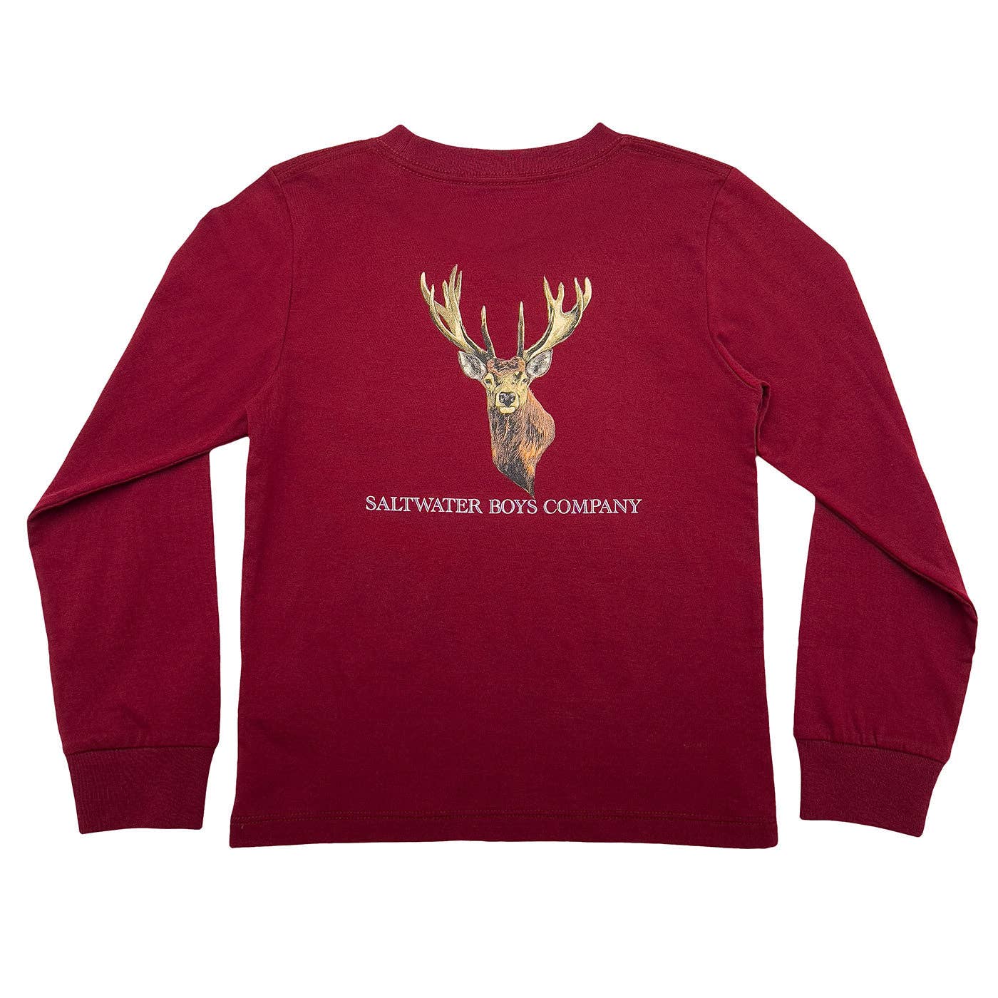 Deer Head Maroon Long Sleeve Graphic Tee