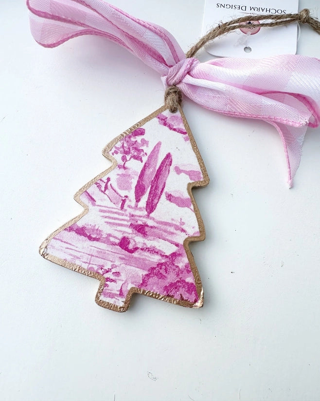 Pink Chinoiserie Christmas Tree Ornament