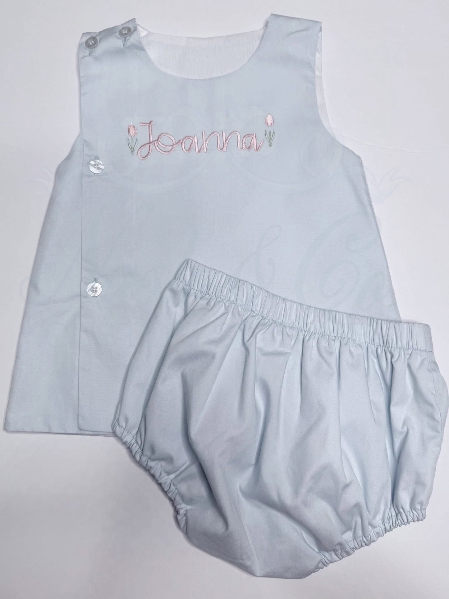 Light Blue Signature Straight Edge Diaper Set