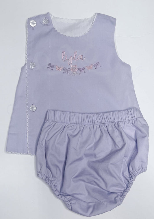 Purple Signature Scalloped Diaper Set