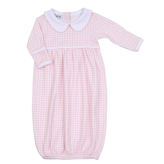 Pink Mini Checks Collared Gown
