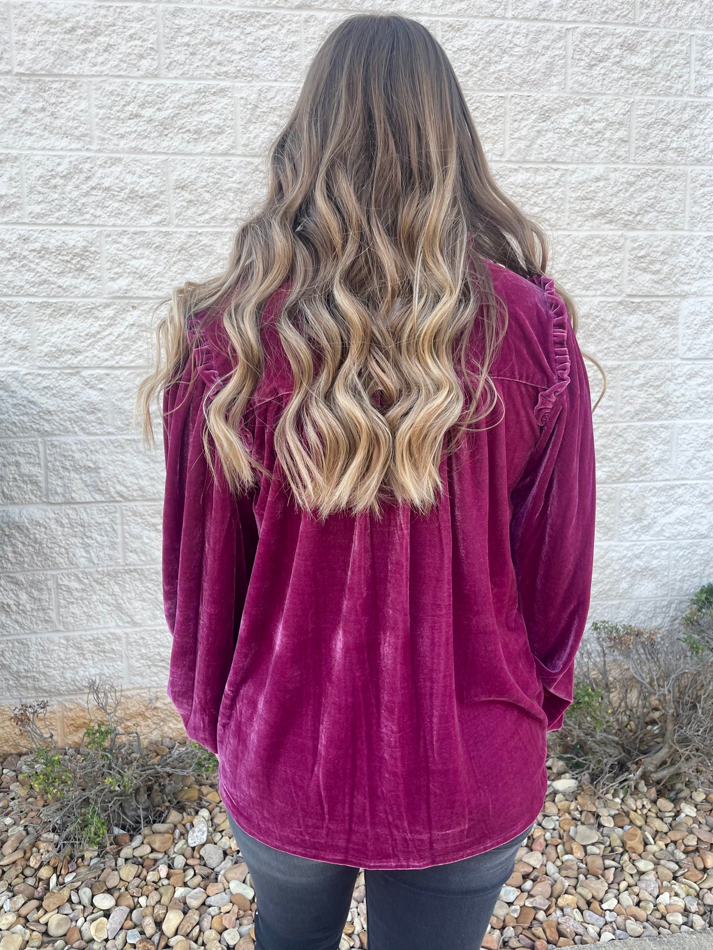 Out On The Town Burgundy Velvet Top