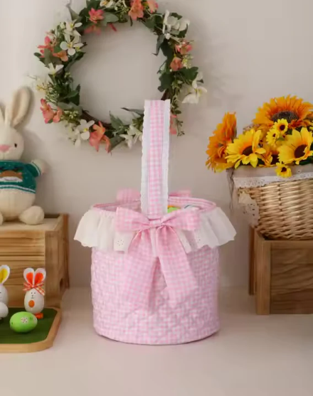 Pink Ruffle Quilted Easter Bucket