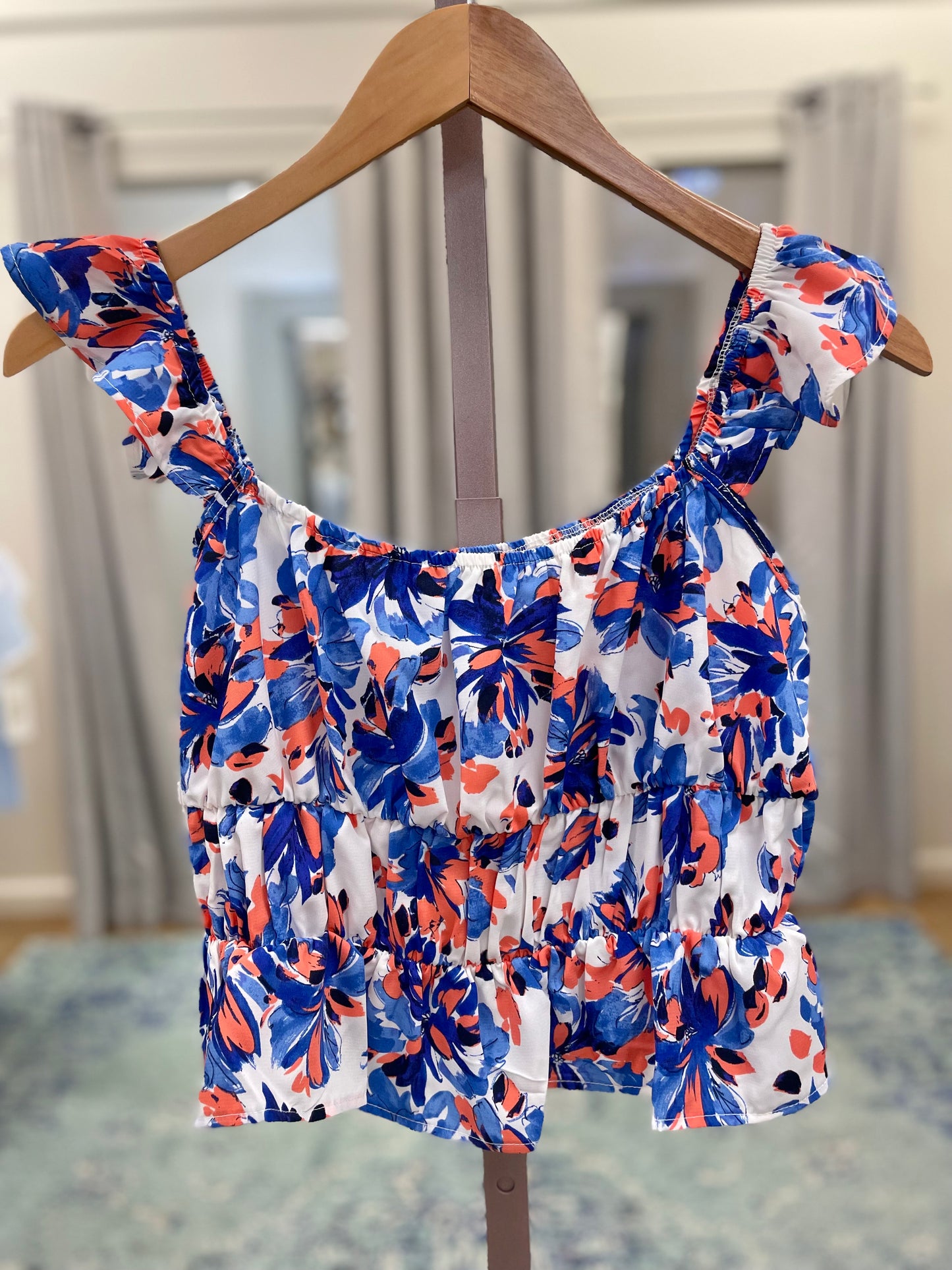 Sail Away Blue/Orange Floral Top