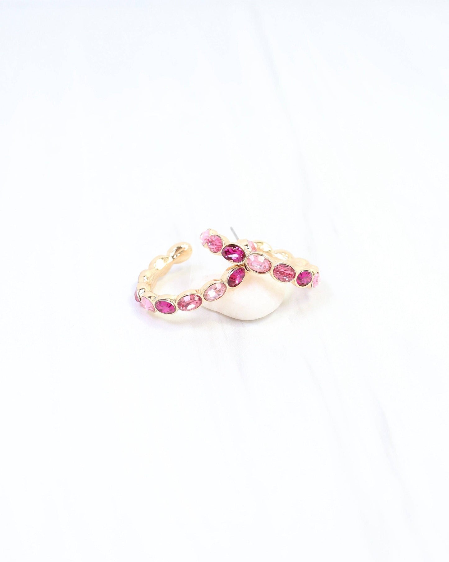 Karter Jeweled Hoop Earring in Pink Multi