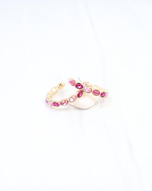 Karter Jeweled Hoop Earring in Pink Multi