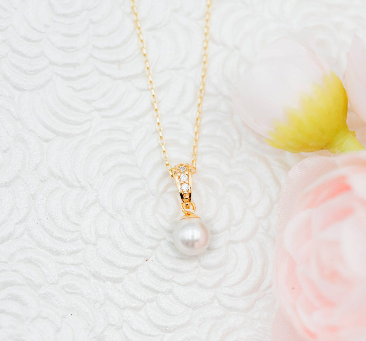 Girls 14K Gold-Plated White Pearl Pendant Necklace